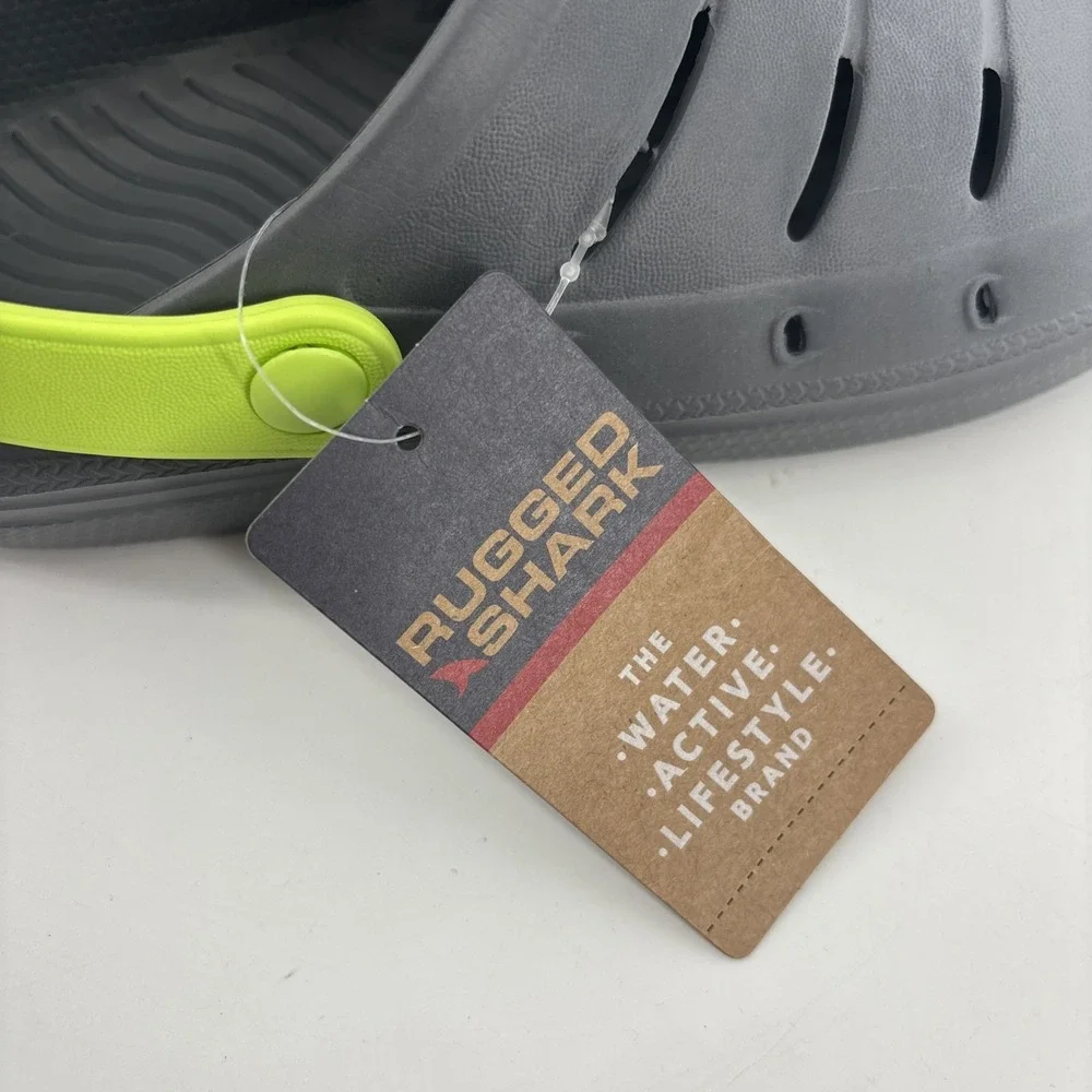 NWT Kids Rugged Discovery Shark Water Clog Gray Green Big Boys Size 4 Beach Pool